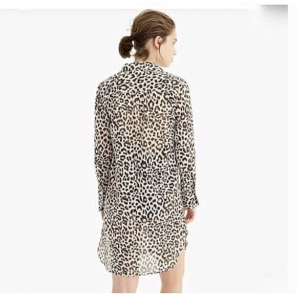 NEW J. Crew button down Beach cover-up Dress Leopard print Size XS - Picture 5 of 14